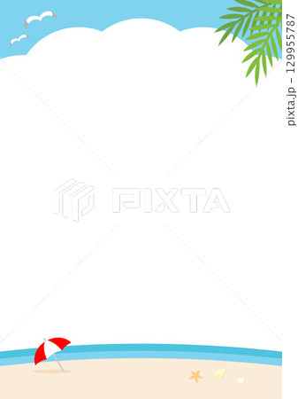 夏の海、夏休みのビーチの風景 129955787