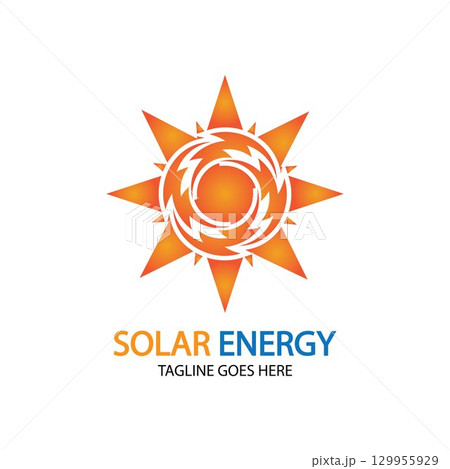 Sun solar energy logo design template. solar tech logo designsv 129955929