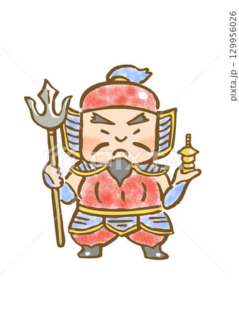 勝負運と財運を司る福の神・毘沙門天のイラスト 129956026
