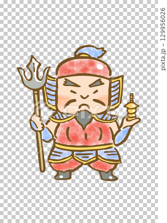 勝負運と財運を司る福の神・毘沙門天のイラスト 129956026