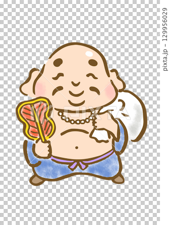 手描きの可愛い布袋尊のイラスト 129956029