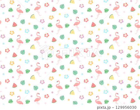 フラミンゴのパターン背景素材 129956030