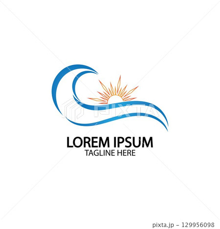 Water wave and sun icon vector illustration design logo Water wave and sun icon vector illustration design logo 129956098