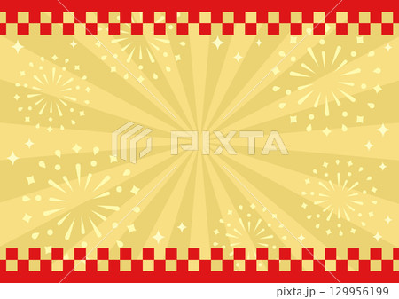 夏祭りの背景、花火と集中線 夏祭りの背景、花火と集中線 129956199