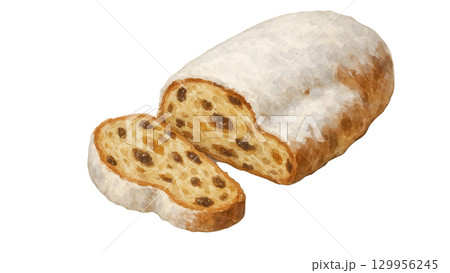 水彩で描いたシュトーレン 129956245