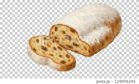 水彩で描いたシュトーレン 129956245