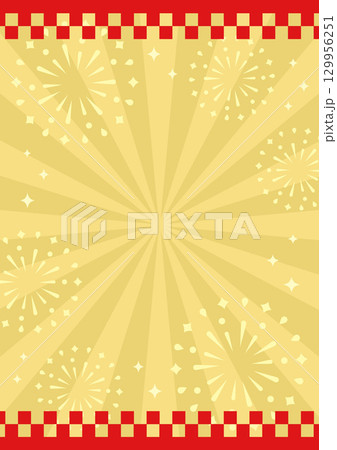 夏祭りの背景、花火と集中線 129956251