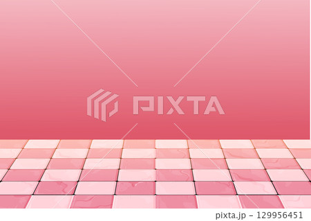 Pink floor tile checkerboard scene, podium display empty background. Board fashion perspective space, stone marble texture. Fashion place. 129956451