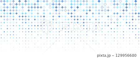 A vector pattern of falling pluses or crosses in blue and grey. Can be used as a background for doctors, medicine, hospitals or pharmacy. 129956680