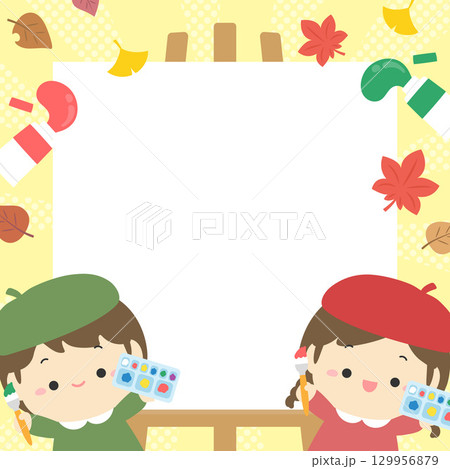 秋の紅葉と芸術の秋の子ども04 129956879