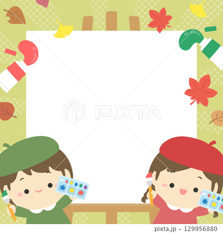 秋の紅葉と芸術の秋の子ども05 秋の紅葉と芸術の秋の子ども05 129956880
