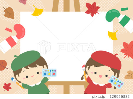 秋の紅葉と子ども、芸術の秋の背景05 129956882