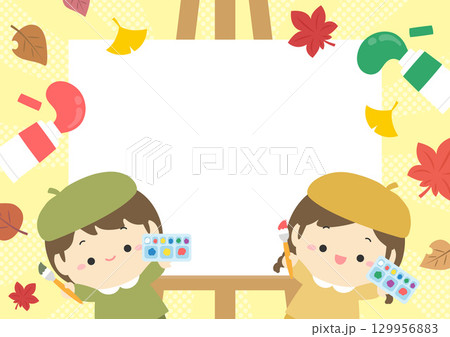 秋の紅葉と子ども、芸術の秋の背景04 129956883