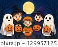 ハロウィンのこどもたち（アニメ風） 129957125
