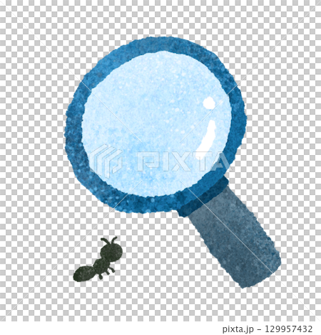 可愛的放大鏡手繪插畫素材 129957432