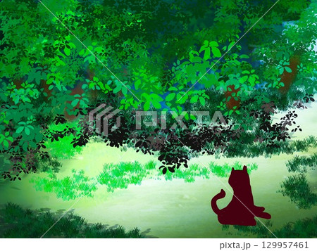 森の中の猫 129957461