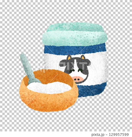 可愛的優格手繪插畫素材 129957599