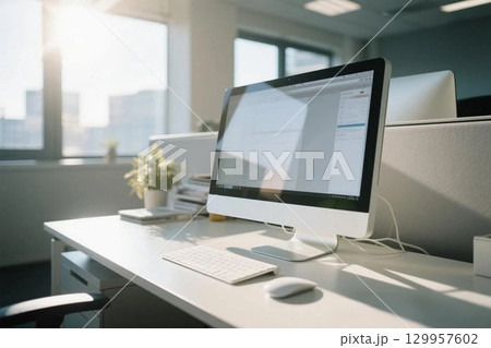 オフィスにあるパソコン 129957602