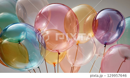 半透明のカラフルな風船 129957646