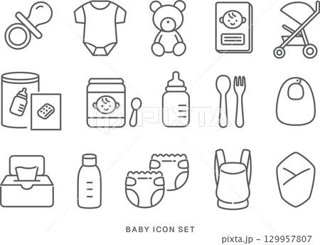 ベビーグッズアイコンセット ベビーグッズアイコンセット 129957807
