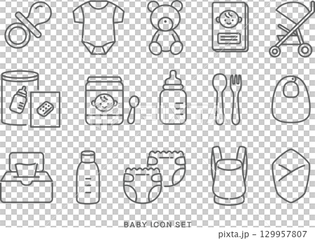 ベビーグッズアイコンセット ベビーグッズアイコンセット 129957807