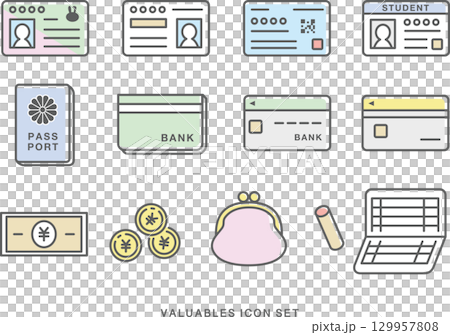 Valuables, ID, card icon set_color 129957808