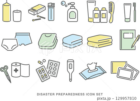 防災グッズアイコンセット2_カラー 129957810