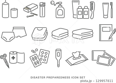 防災グッズアイコンセット2 129957811