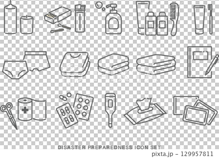 Disaster prevention goods icon set 2 Disaster prevention goods icon set 2 129957811