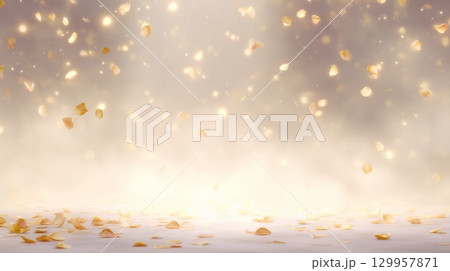 Ethereal rose petals in golden glow. Neural network AI generated 129957871