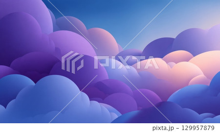 Pastel clouds in tranquil sky illusion. Neural network AI generated 129957879