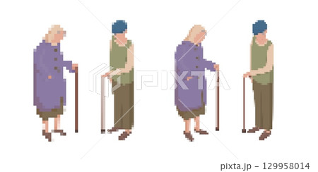Elderly individuals in pixel art style Elderly individuals in pixel art style 129958014