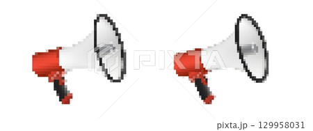 Vintage pixel megaphone design for retro digital theme Vintage pixel megaphone design for retro digital theme 129958031