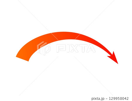 Bold curved arrow showing dynamic motion in war strategy concept 129958042