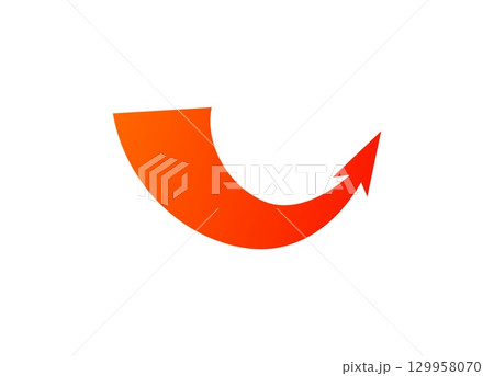 Bold curved arrow with orange gradient symbolizing dynamic motion and energy Bold curved arrow with orange gradient symbolizing dynamic motion and energy 129958070