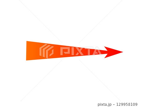 Bold red orange gradient arrow pointing right indicating motion and strategic direction 129958109