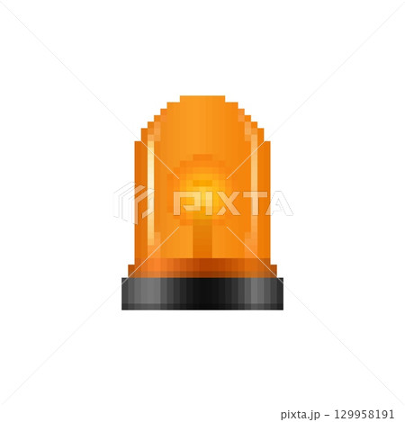 Mosaic pixel orange warning light icon with bright and distinct design Mosaic pixel orange warning light icon with bright and distinct design 129958191