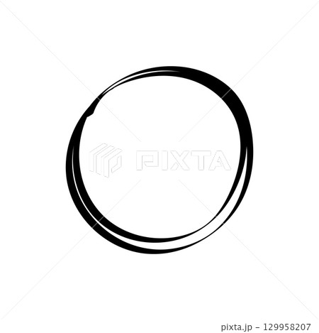 Hand drawn circle checkbox icon with sketchy style for ui elements and interactive graphics 129958207