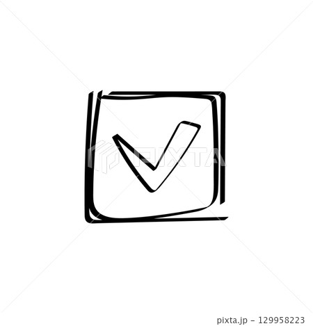 Hand drawn checkbox icon with sketch style and checked square box for selection or confirmation Hand drawn checkbox icon with sketch style and checked square box for selection or confirmation 129958223