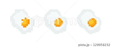 Mosaic pixel eggs in 8 bit style: playful retro icons for creative design use 129958232