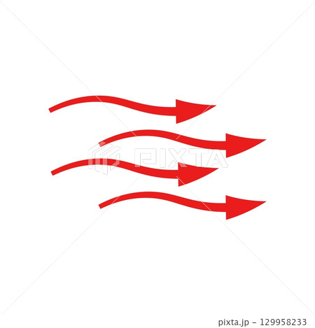 Arrow flow motion with diverging curves in dynamic red design for directional illustration 129958233