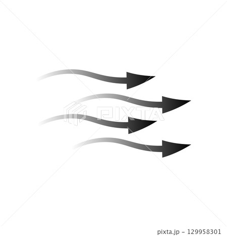 Arrow flow symbols showing movement direction with black and gray curving shapes 129958301
