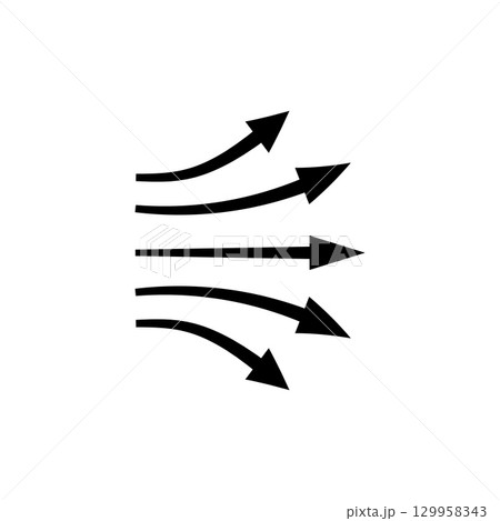 Arrow symbols showing horizontal flow indicating direction and motion Arrow symbols showing horizontal flow indicating direction and motion 129958343
