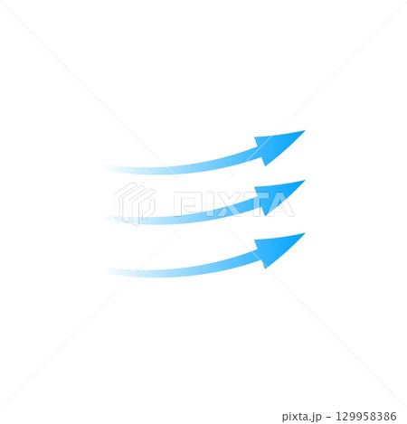 Arrow flow direction insight with dynamic curved lines in aerodynamic blue design 129958386