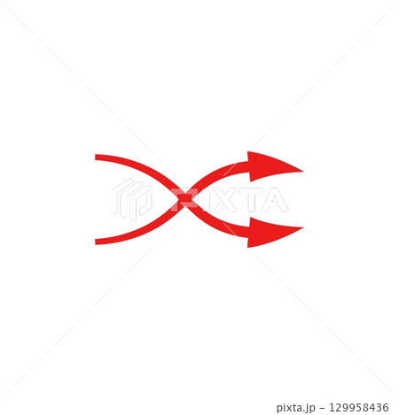 Arrow design diverging in opposite directions representing air flow and motion Arrow design diverging in opposite directions representing air flow and motion 129958436