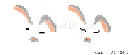 Retro pixel mosaic of bunny ears for game design Retro pixel mosaic of bunny ears for game design 129958437