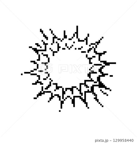 Pixel explosion icon in retro mosaic style for games, effects, or dramatic visual elements 129958440