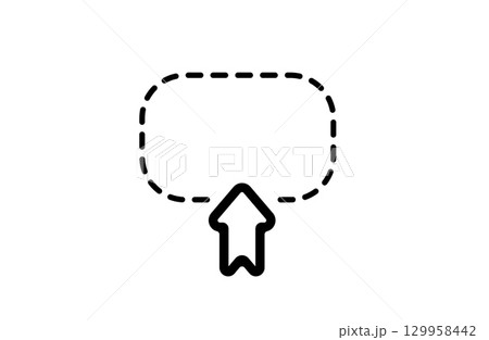Highlight with upward annotation pointer on outlined note shape 129958442