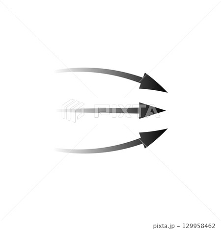 Arrow flow motion highlighting air direction and movement in dynamic black and white design 129958462