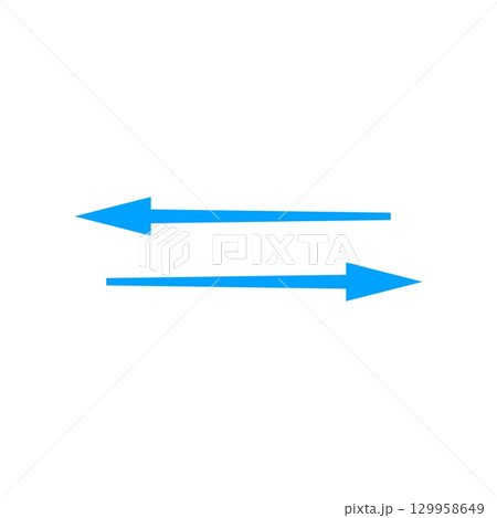 Arrow design showing dual opposing air flow direction in bold blue lines 129958649